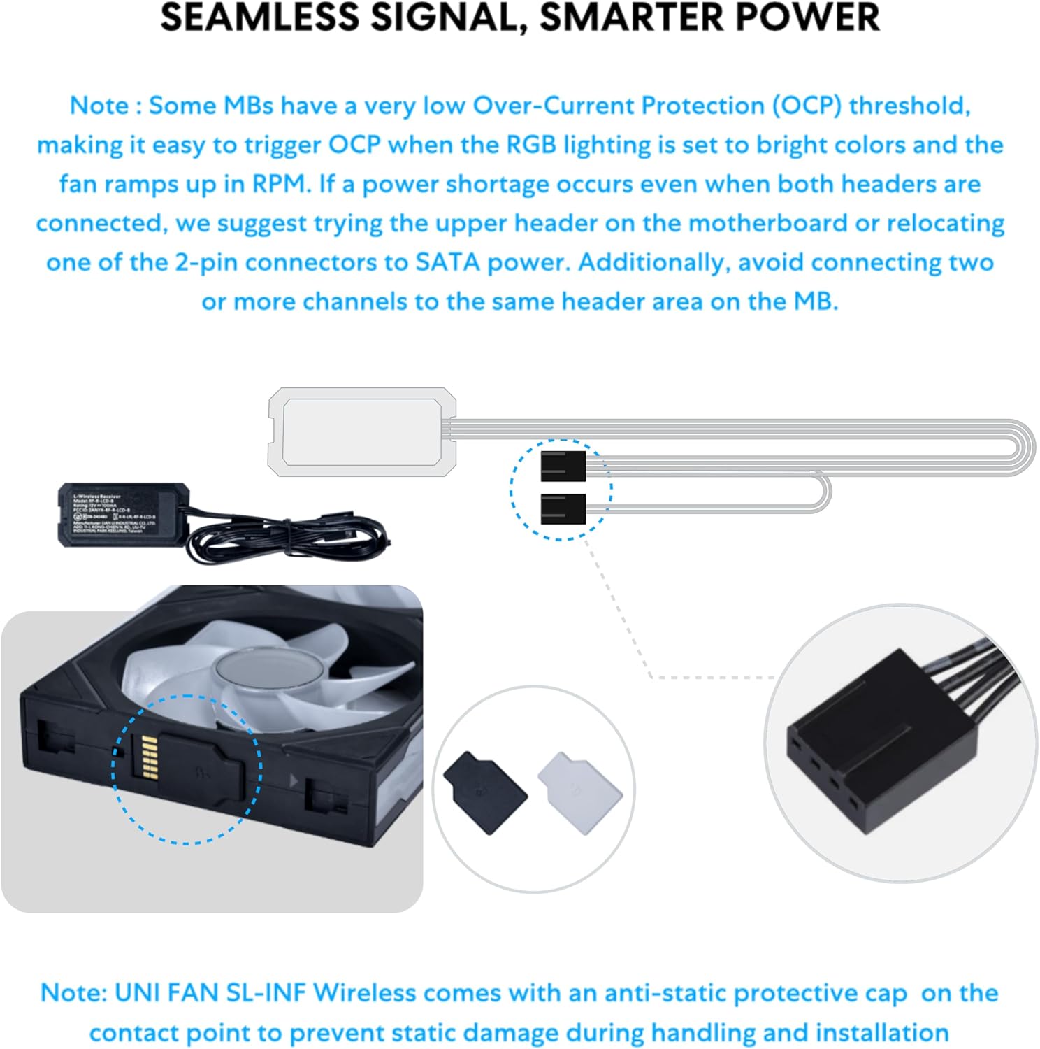 Lian Li UNI Fan SL-Infinity Wireless - 120 - Single Pack (Reverse Blade) - 2.4 GHz Wireless Signal ARGB Fan Control - Double Infinity Mirror - Controller NOT Included & Required - White (12RSLIN1W1W) 120 Reverse White