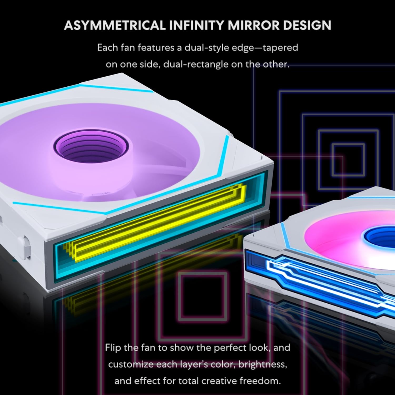 Lian Li UNI Fan SL-Infinity Wireless - 120 - Single Pack (Reverse Blade) - 2.4 GHz Wireless Signal ARGB Fan Control - Double Infinity Mirror - Controller NOT Included & Required - White (12RSLIN1W1W) 120 Reverse White