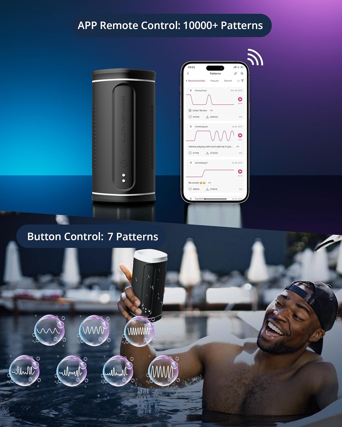 LOVENSE Calor Bluetooth Automatic Telescopic Male Masturbator, Depth Control, Constant Temperature Heating, Control from Smartphone Application