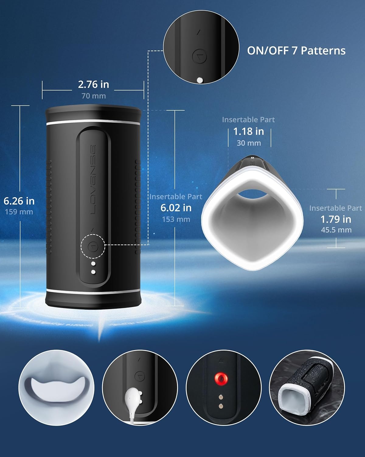 LOVENSE Calor Bluetooth Automatic Telescopic Male Masturbator, Depth Control, Constant Temperature Heating, Control from Smartphone Application