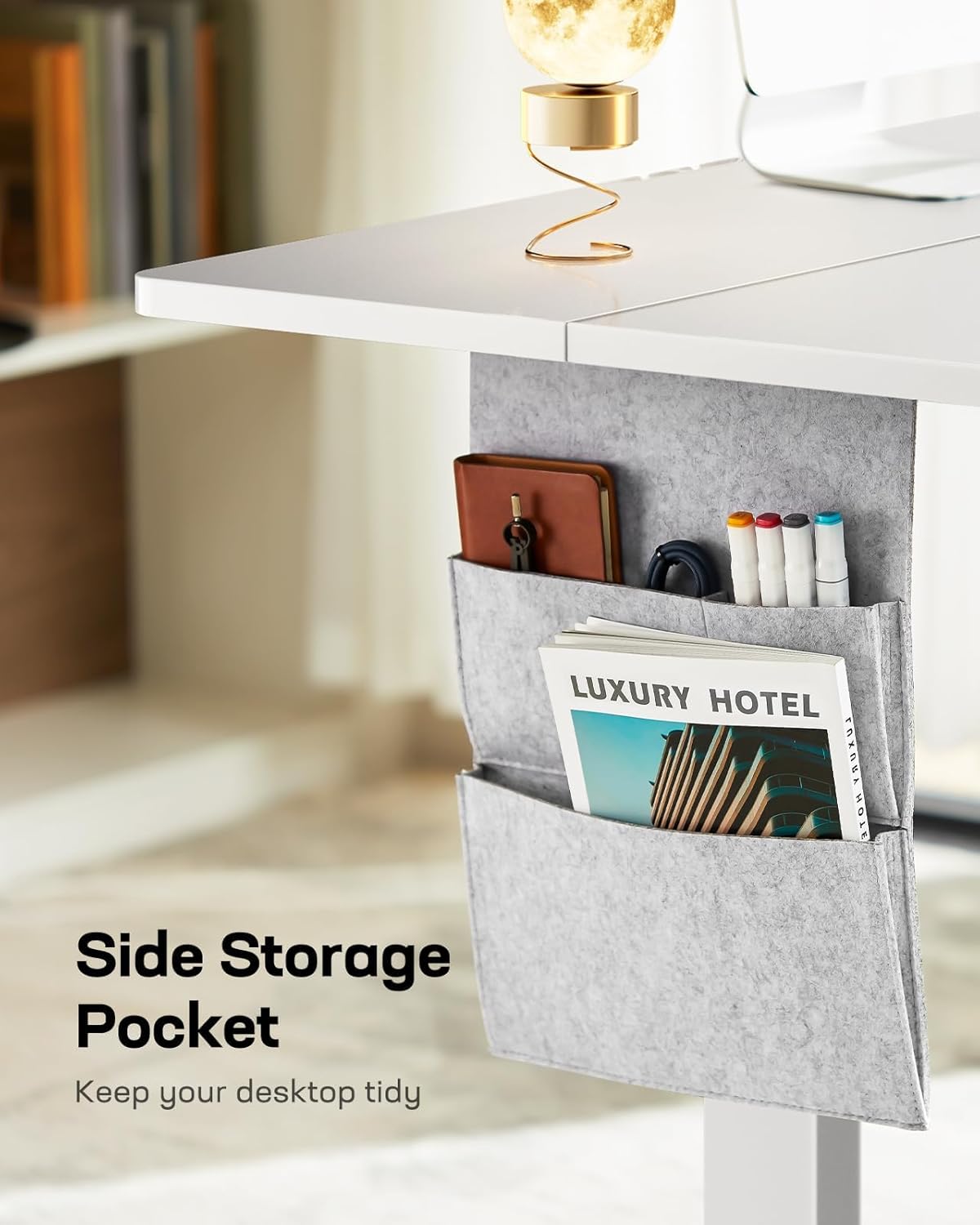 Marsail 55x28 Electric Standing Desk - Adjustable Height Computer Desk with Memory Presets, Storage Bag & Cable Management for Home Office & Gaming Workstations White 55x28"