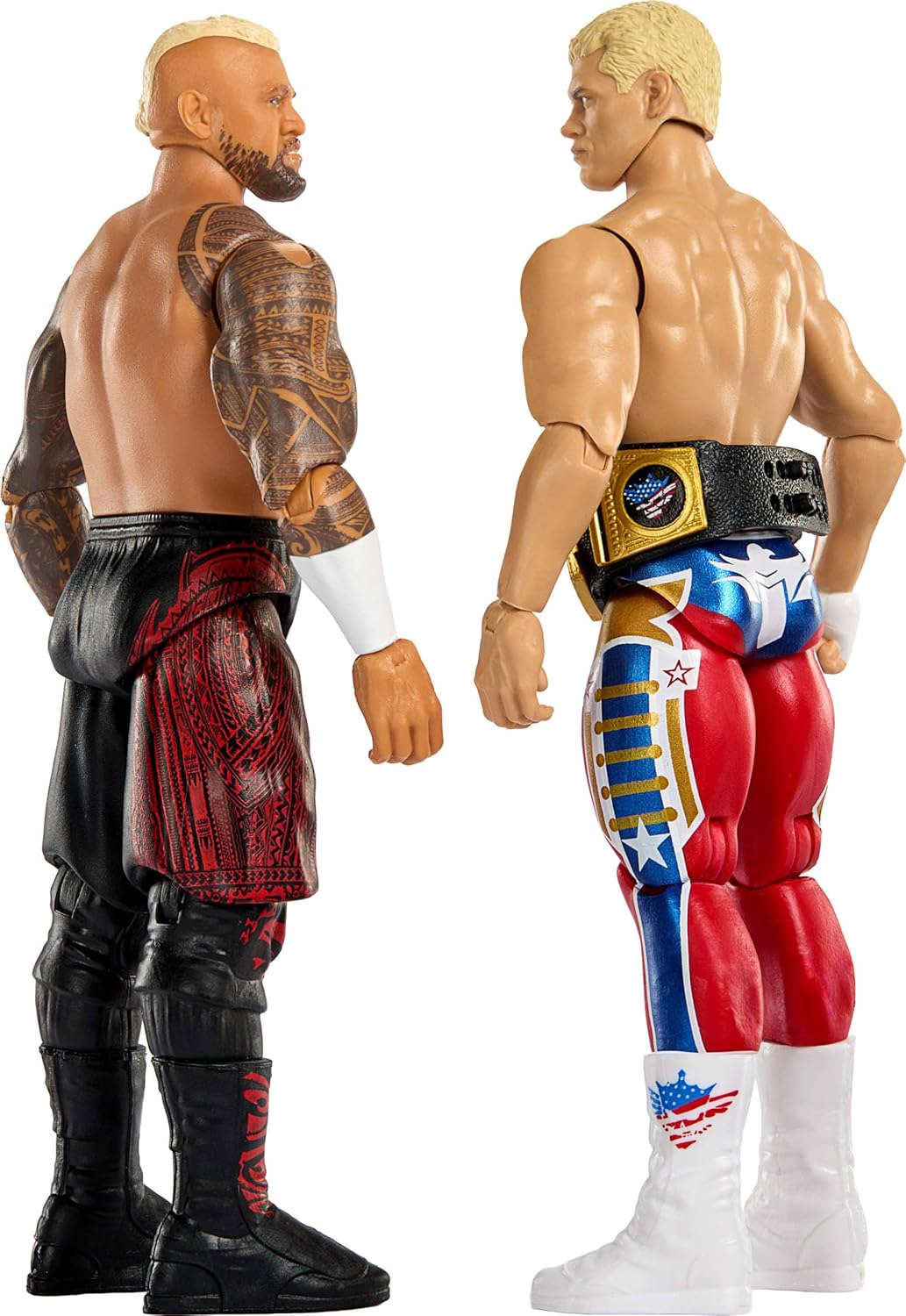 Mattel WWE Main Event - The American Nightmare Cody Rhodes vs Solo Sikoa Series 24, collectible Showdown set with 2 articulated figures and accessories included, 6+ years, JHJ54