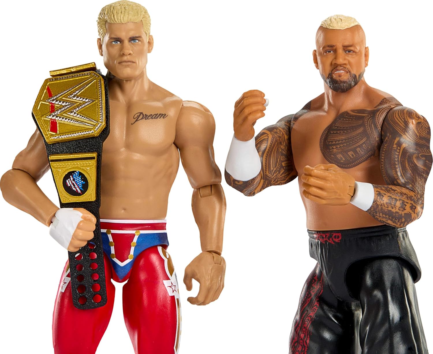 Mattel WWE Main Event - The American Nightmare Cody Rhodes vs Solo Sikoa Series 24, collectible Showdown set with 2 articulated figures and accessories included, 6+ years, JHJ54