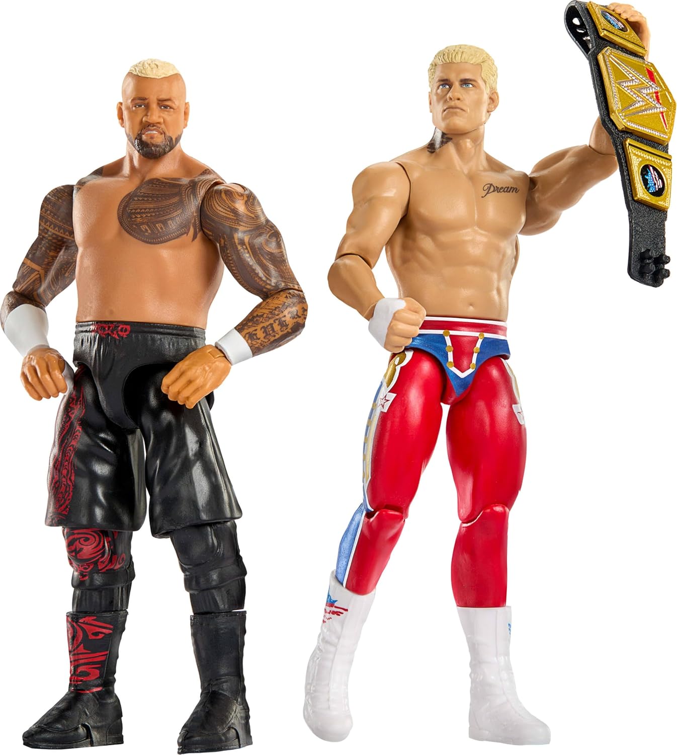 Mattel WWE Main Event - The American Nightmare Cody Rhodes vs Solo Sikoa Series 24, collectible Showdown set with 2 articulated figures and accessories included, 6+ years, JHJ54