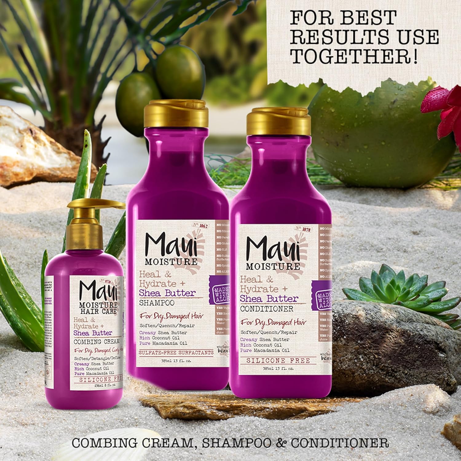 Maui Moisture Frizz-Free + Shea Butter Leave-in Conditioning Mist, Curly Hair Styling Spray to Soften, Detangle, & Define Dry, Damaged Curls & Waves, No Parabens or Silicone, 8 fl. oz
