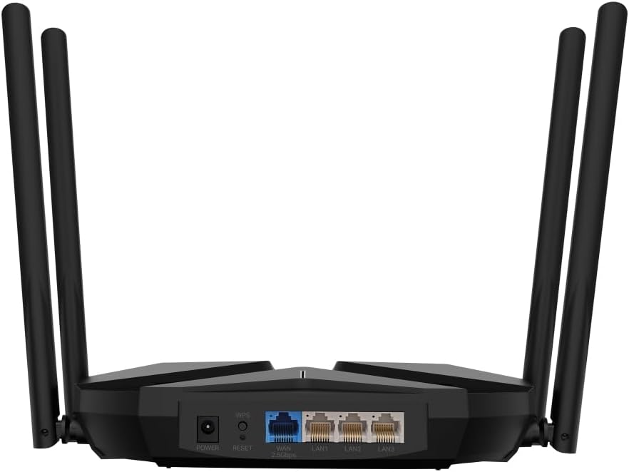 Mercusys TP-Link MR85X WiFi Router 6 AX3000Mbps Dual-Band, 2.5 Gbps WAN Port, 3 Gigabit LAN Ports, 4 Fixed Omnidirectional Antennas, WPA3, Access Point Mode, APP Control, Does Not Support xDSL AX3000 2.5 G
