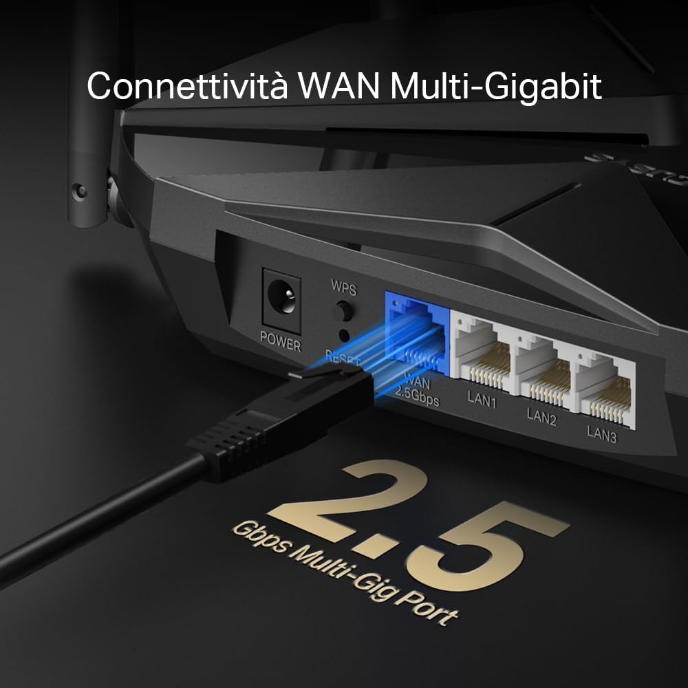 Mercusys TP-Link MR85X WiFi Router 6 AX3000Mbps Dual-Band, 2.5 Gbps WAN Port, 3 Gigabit LAN Ports, 4 Fixed Omnidirectional Antennas, WPA3, Access Point Mode, APP Control, Does Not Support xDSL AX3000 2.5 G