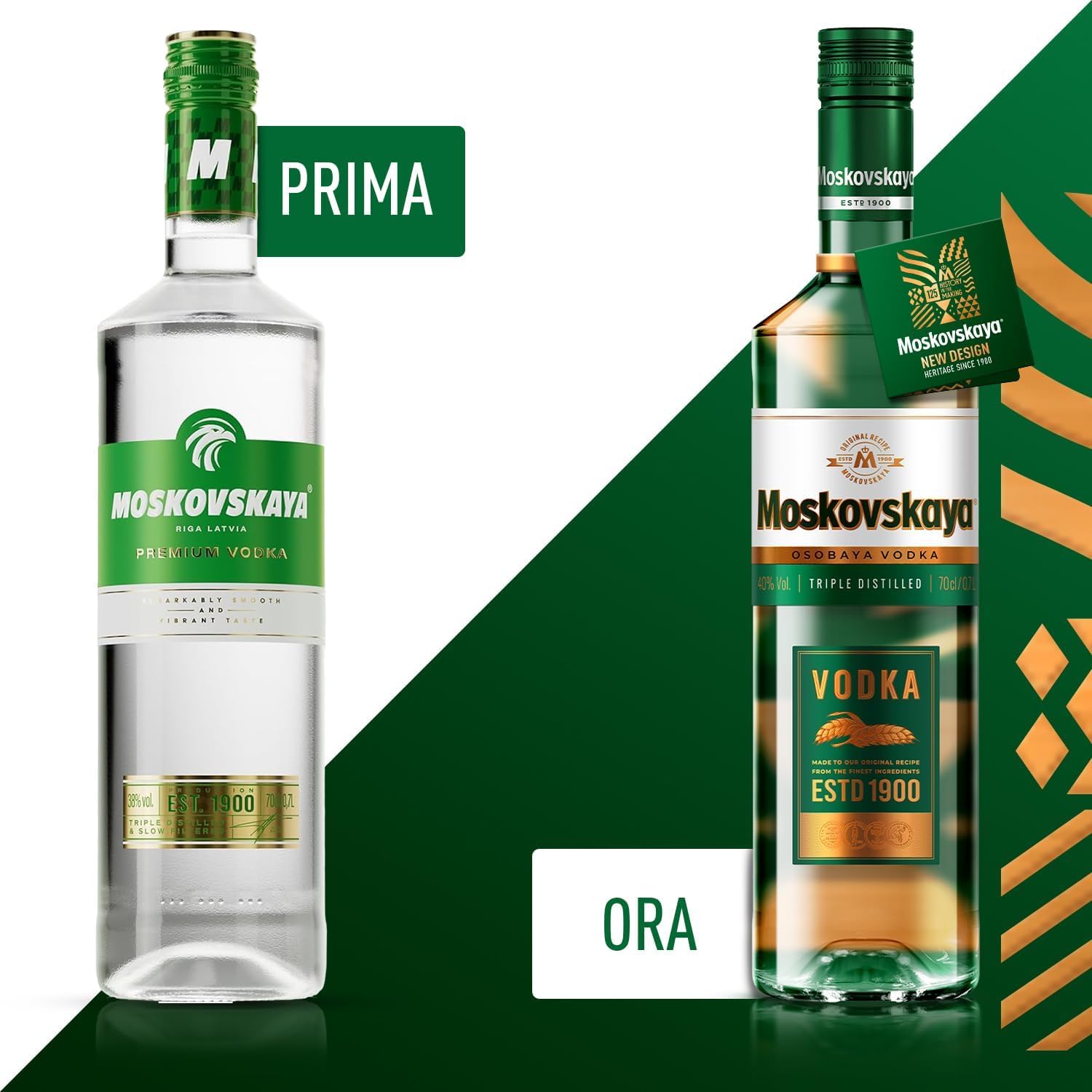 Moskovskaya Premium Vodka - Distilled with natural ingredients - Ideal for cocktails, shots or on the rocks - Produced in Riga, Latvia - 38% Vol - 70cl (700ml / 0.7L)