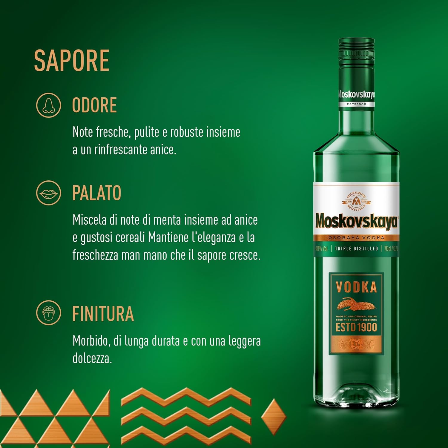 Moskovskaya Premium Vodka - Distilled with natural ingredients - Ideal for cocktails, shots or on the rocks - Produced in Riga, Latvia - 38% Vol - 70cl (700ml / 0.7L)