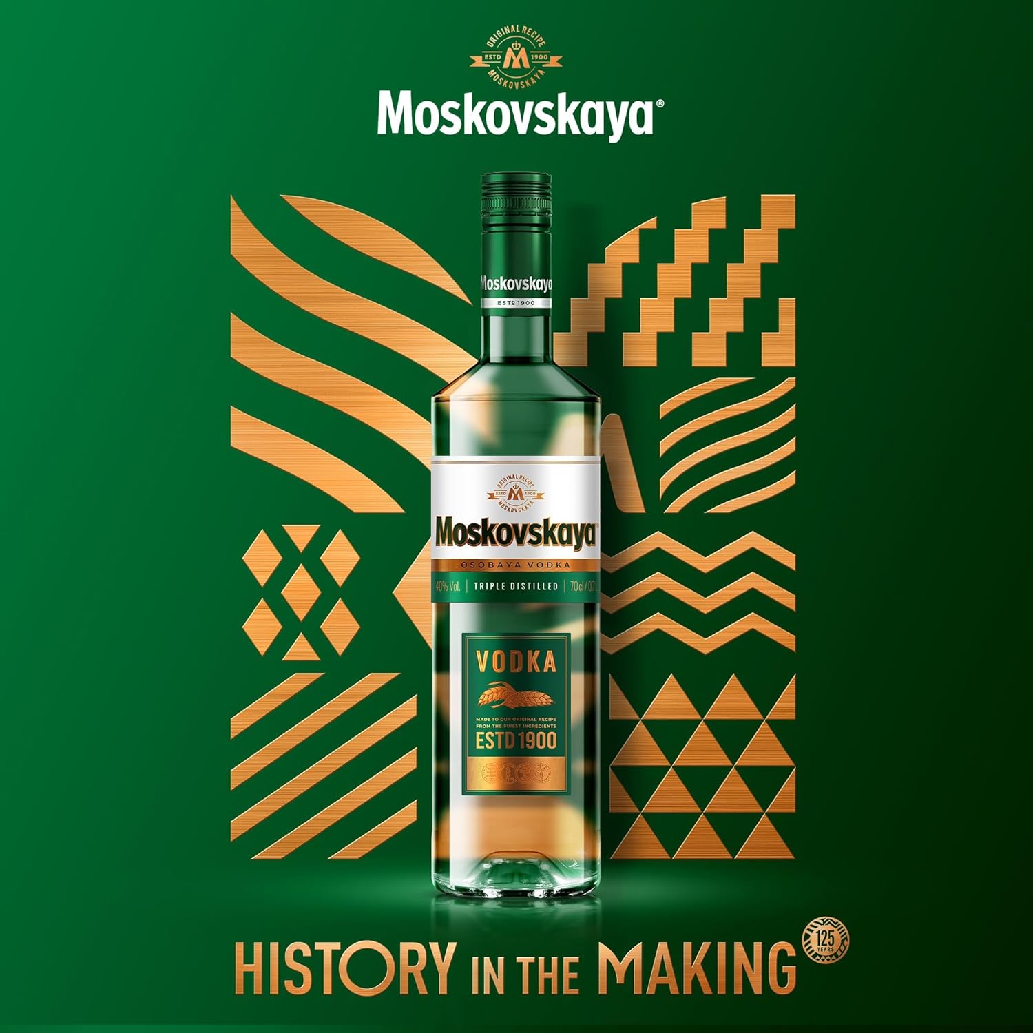 Moskovskaya Premium Vodka - Distilled with natural ingredients - Ideal for cocktails, shots or on the rocks - Produced in Riga, Latvia - 38% Vol - 70cl (700ml / 0.7L)