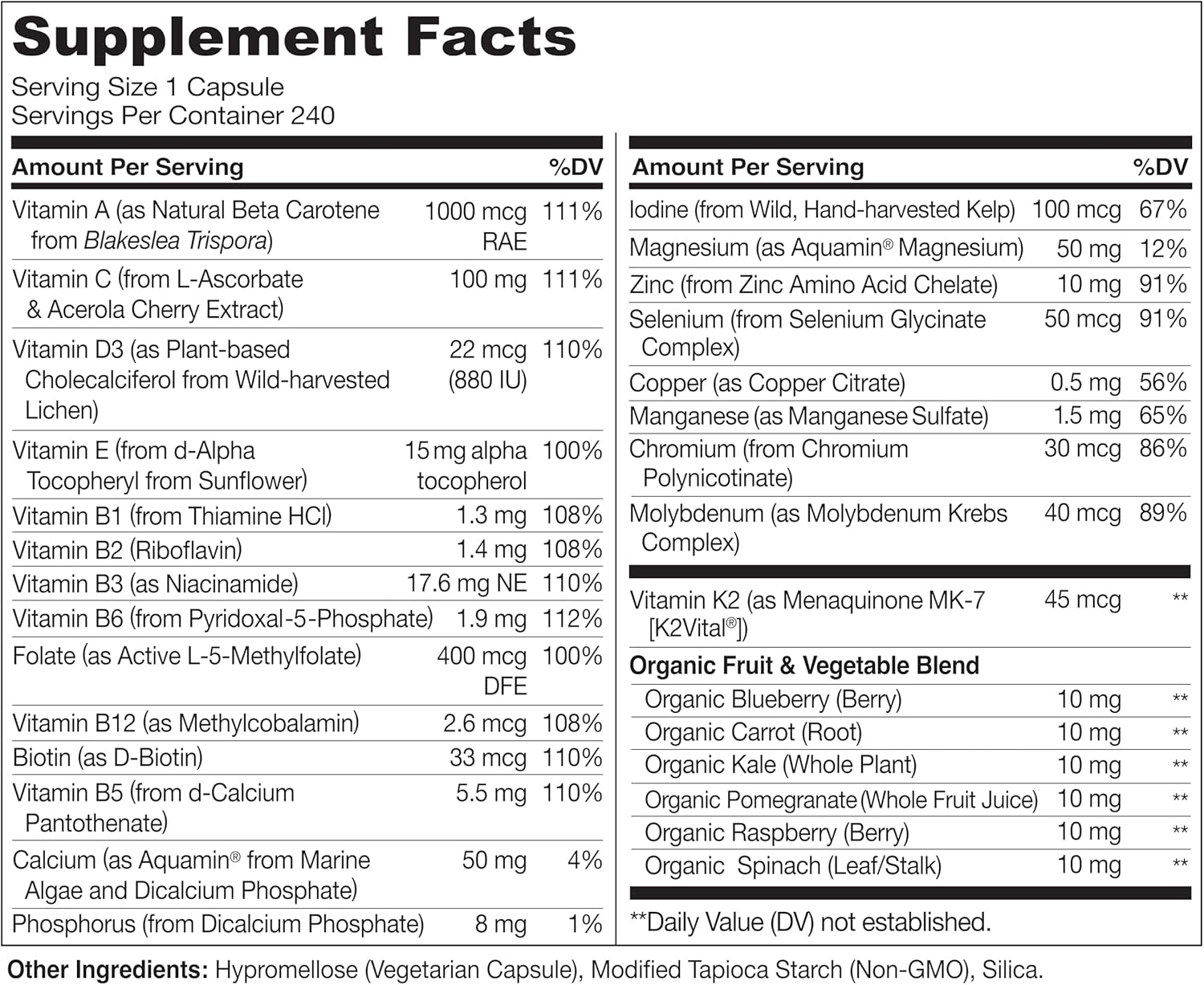 NATURELO Mens Multivitamins - One Daily Multivitamin for Men with Vitamins, Minerals & Organic Whole Foods, Boost Energy & Health, Non-GMO, 240 Vegetarian Capsules 240 Count (Pack of 1)