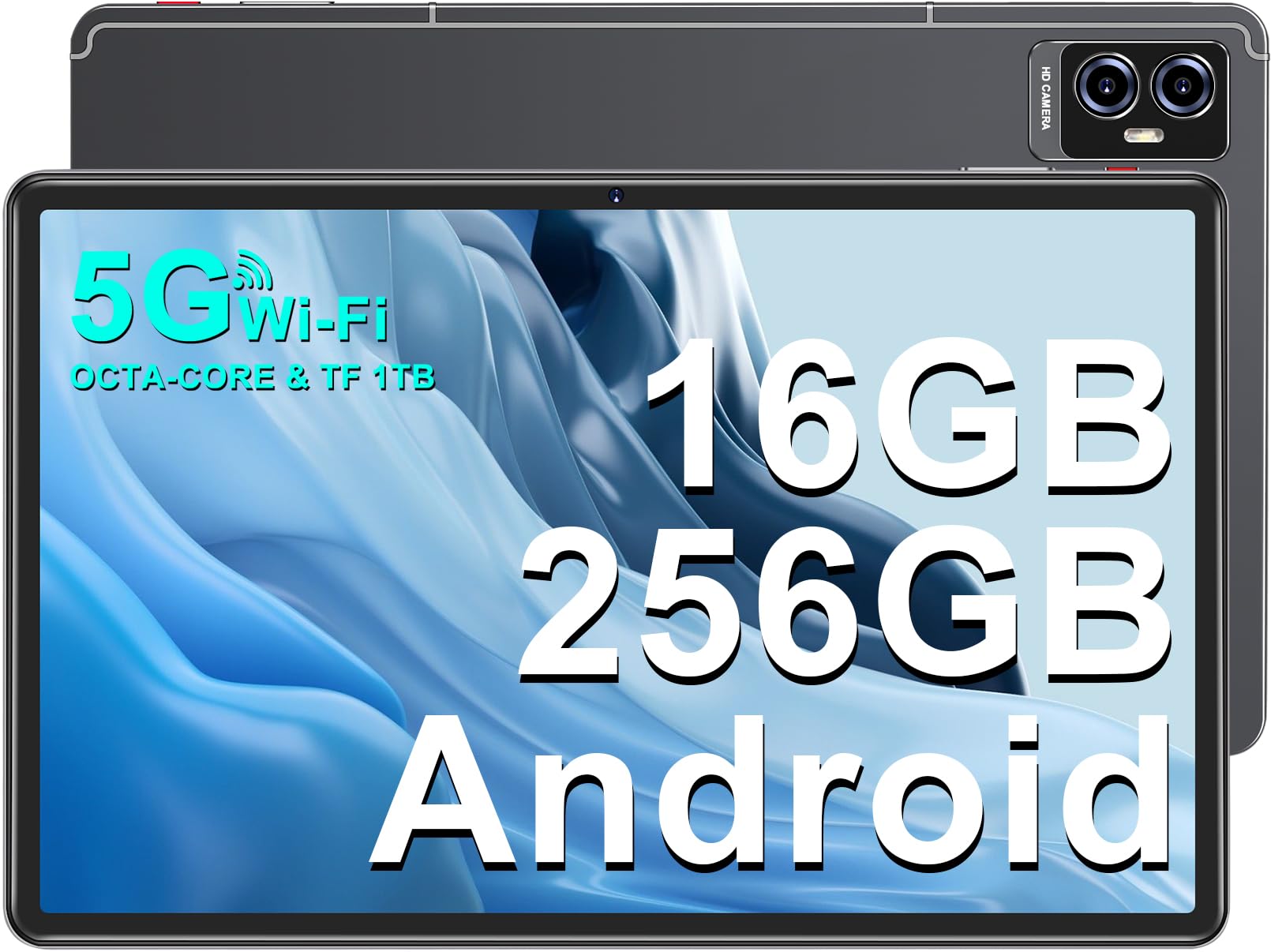 Newest Android Tablet 11 Inch Tablet 16GB RAM + 256GB ROM (1TB TF), 5G WiFi, Octa-Core, 2.0 GHz, 1280 * 800 IPS FHD, GMS, 8600mAh, Bluetooth 5.0, 8MP+13MP+2MP, Tablet PC with Case, Gray red-118