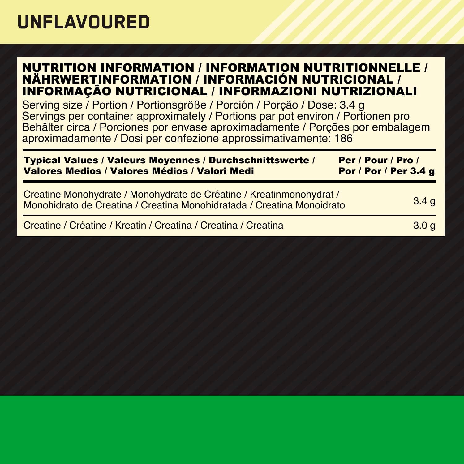 Optimum Nutrition Micronized Creatine Powder, Flavorless, 634g, 186 Servings 634 g