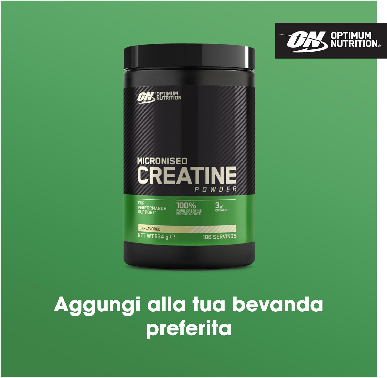 Optimum Nutrition Micronized Creatine Powder, Flavorless, 634g, 186 Servings 634 g