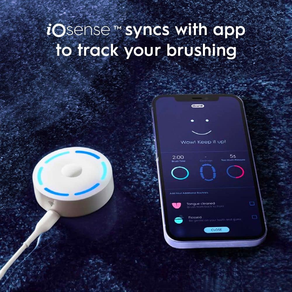 Oral-B iO Series 10 Rechargeable Electric Toothbrush with Visible Pressure Sensor to Protect Gums, 2 Min Timer, 7 Cleaning Settings, 4 Replacement Toothbrush Heads, and Charging Travel Case, Black Black 1 Count (Pack of 1)