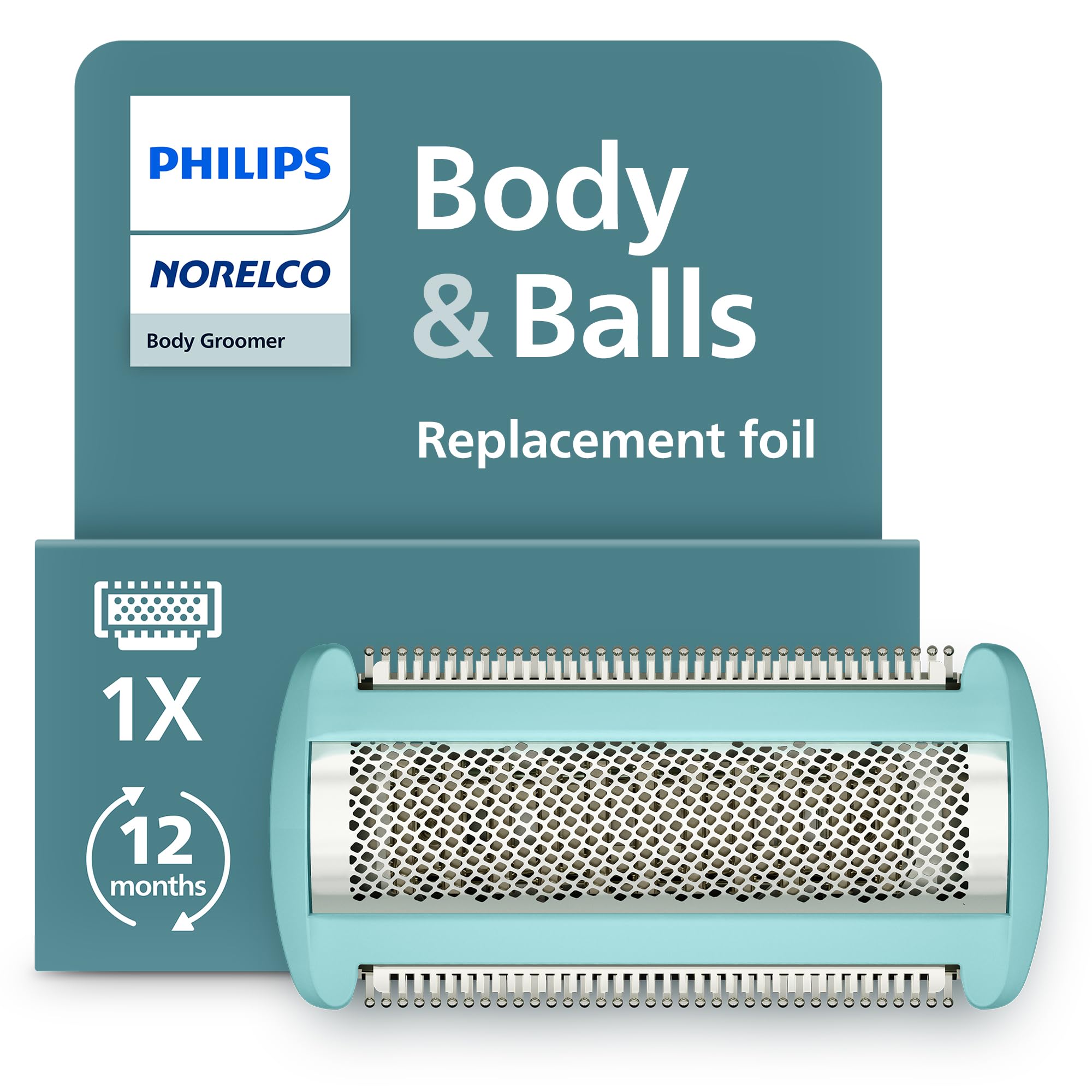 Philips Norelco Body Groomer Replacement Shaving Foil Head, 100% Showerproof & Waterproof Hypoallergenic Shaver Foil with Triple Protect Shave System, BG2010/40 Green 1 Count (Pack of 1)