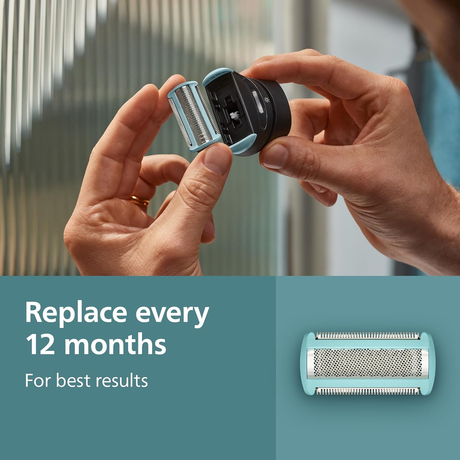 Philips Norelco Body Groomer Replacement Shaving Foil Head, 100% Showerproof & Waterproof Hypoallergenic Shaver Foil with Triple Protect Shave System, BG2010/40 Green 1 Count (Pack of 1)