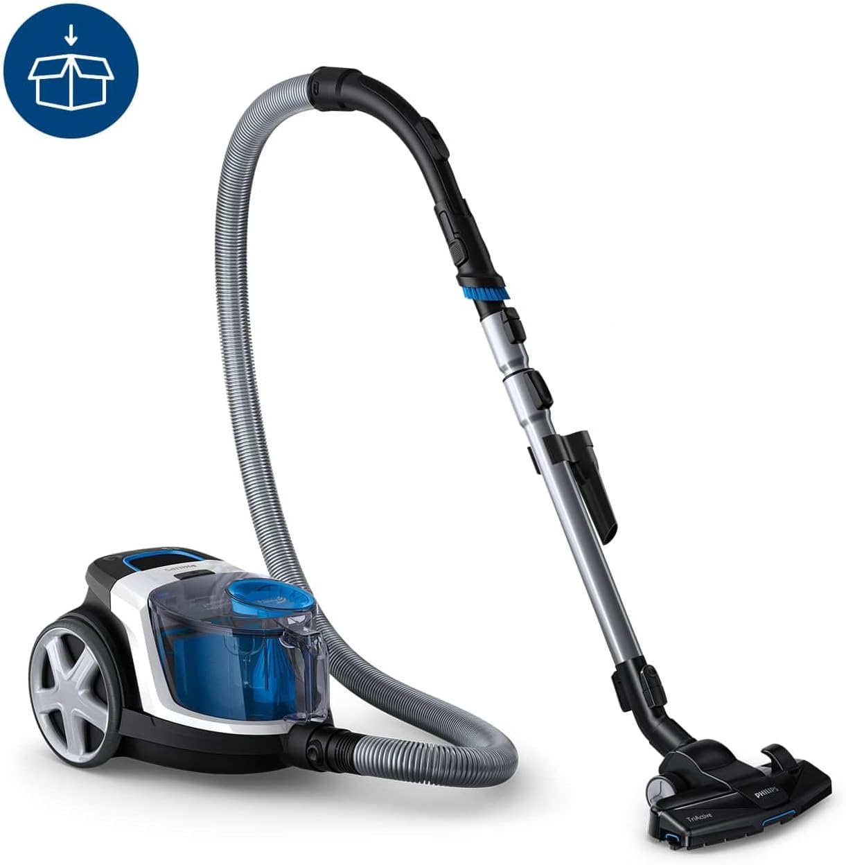 Philips PowerPro Compact Bagless Vacuum Cleaner – 900W Power, PowerCyclone 5, Allergy H13 Filter, Removes 99.9% of Dust, Hygienic Emptying, Lightweight Design (FC9332/09) Blue Blue PowerCyclone 5