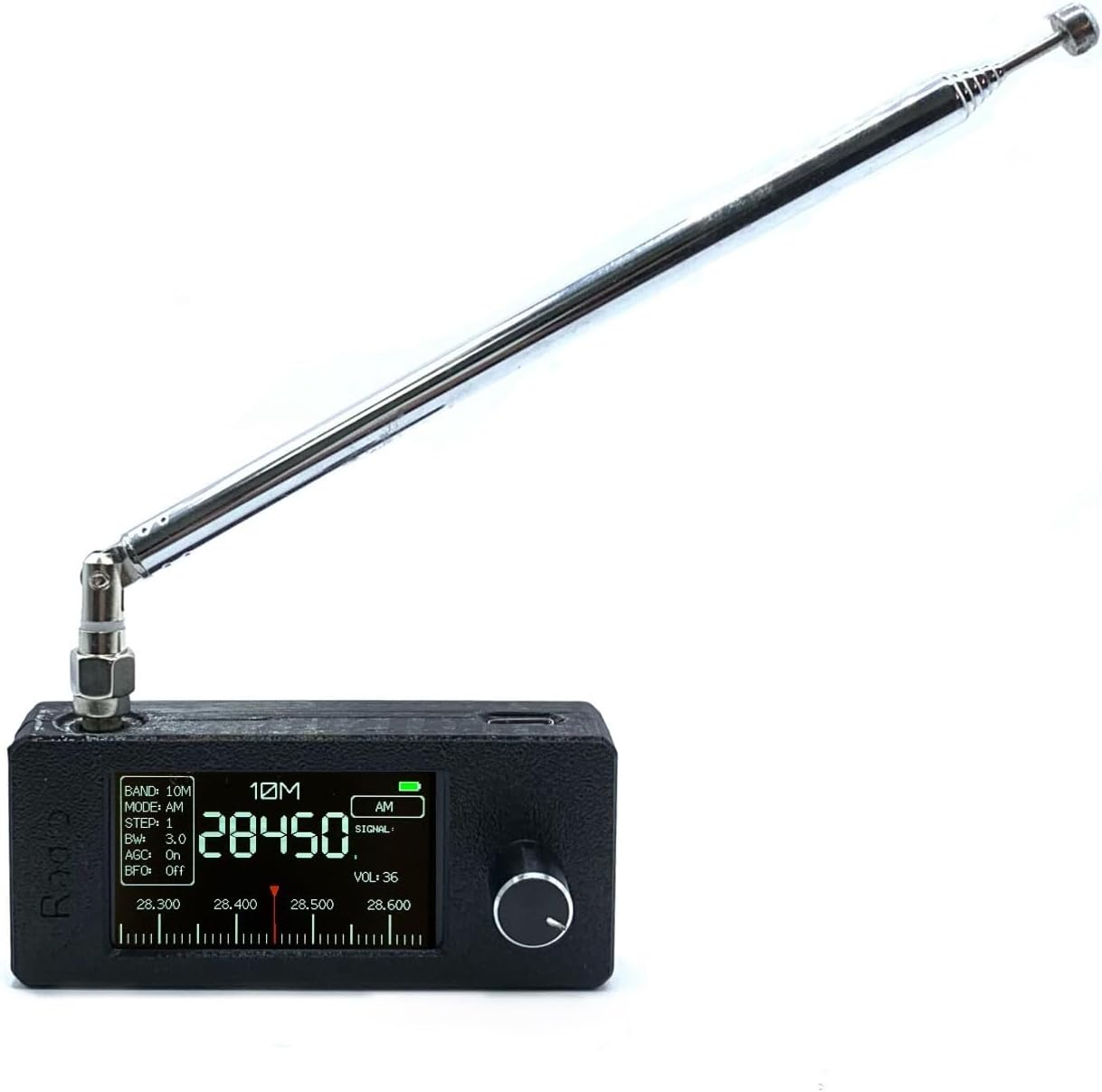 Pocket Radio Receiver, LSB USB AM FM Mini Radio, SI4732, equipped with a portable loop antenna, which can be used to receive 9.9K-108MHz (Black Rod) Black-Pull Rod