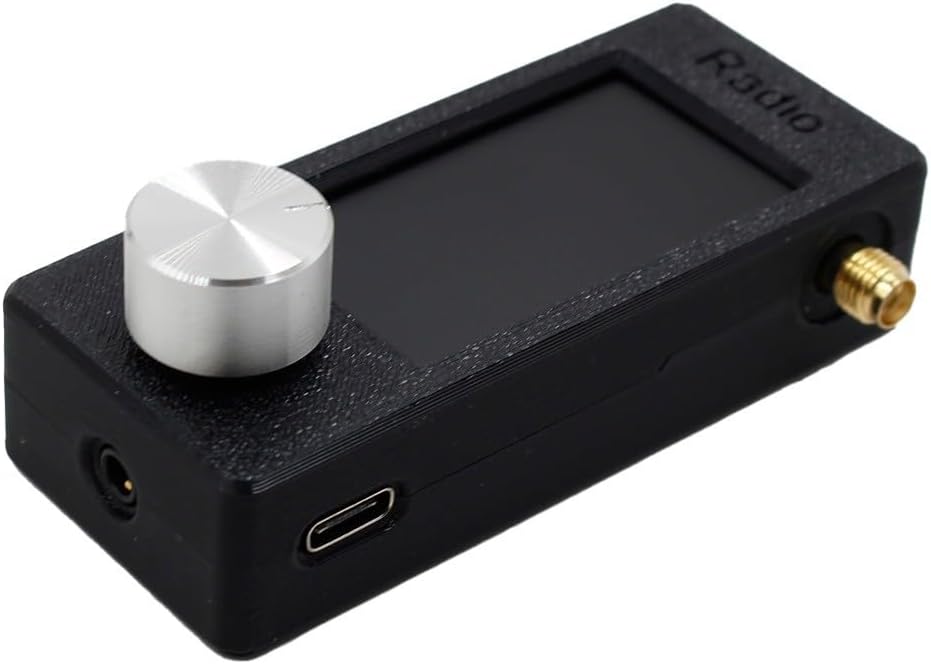 Pocket Radio Receiver, LSB USB AM FM Mini Radio, SI4732, equipped with a portable loop antenna, which can be used to receive 9.9K-108MHz (Black Rod) Black-Pull Rod