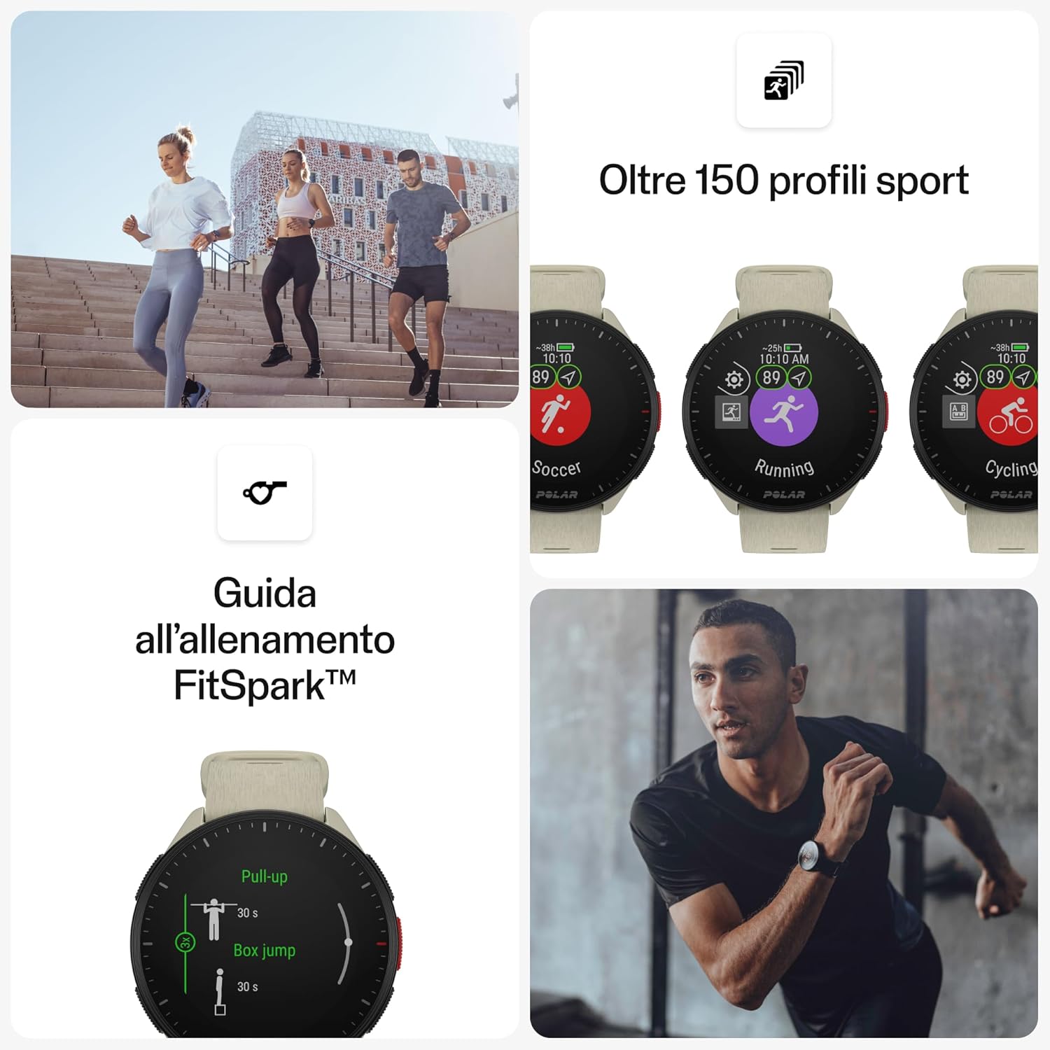 Polar Running watch with GPS, High-speed processor, Easy-to-use buttons - Training and recovery features - heart rate monitor - Music control, Black, SL, Pacer White Pacer