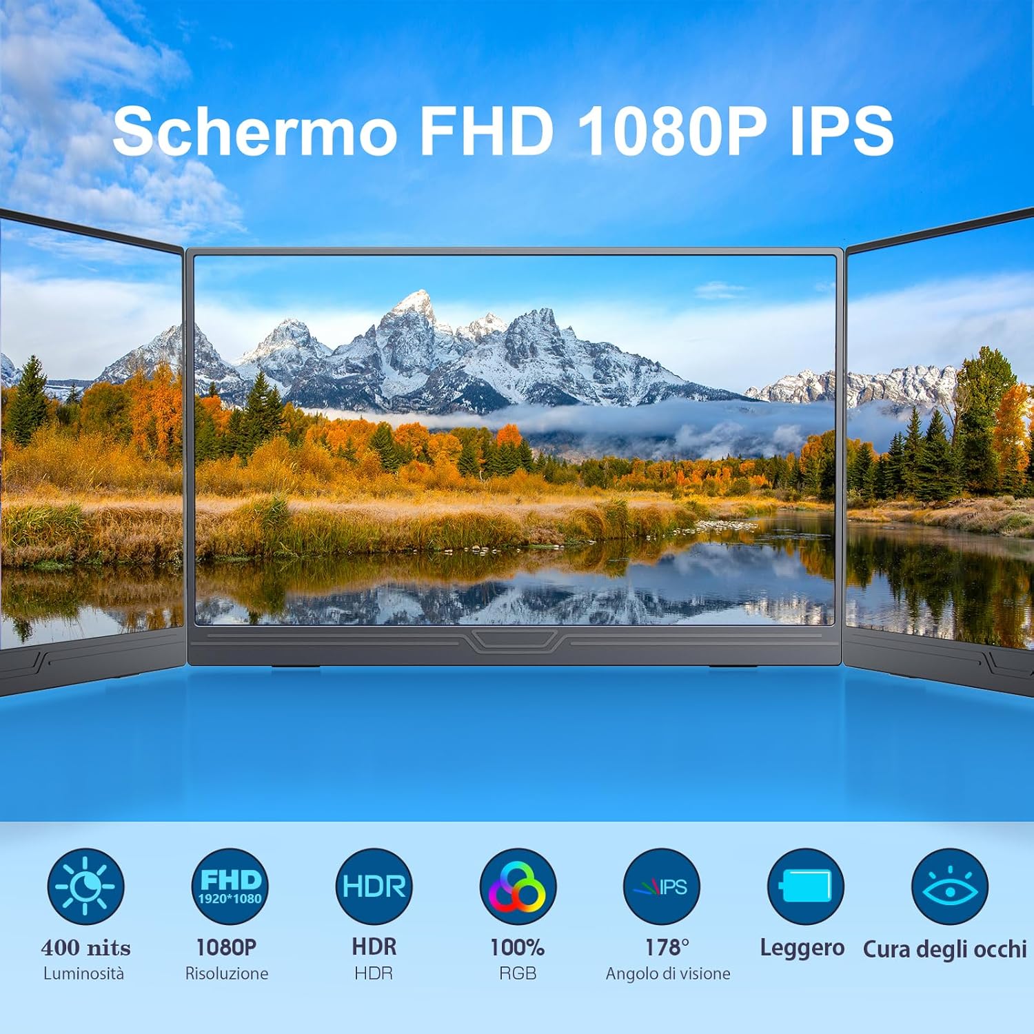 Portable Monitor, 15.6'' IPS FHD 1920x1080 with HDR, Slim and Light, USB-C Type C HDMI Display with Speakers, Compatible with PC Laptop Xbox PS4/5 MacBook 15.6 Black