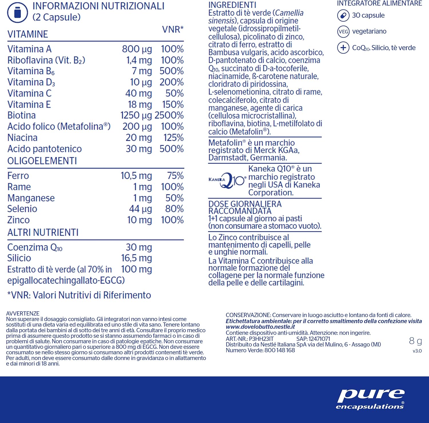 Pure Encapsulations - Hair, Skin & Nails - With Vitamin C, Copper & Q10-30 Capsules 30 units (Pack of 1)