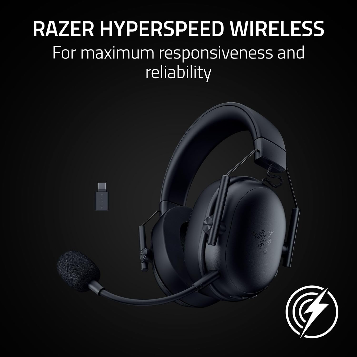 Razer BlackShark V3 X HyperSpeed Wireless Gaming Headset for PC: 50mm Drivers - Cardioid Mic - 2.4 GHz, Bluetooth, USB - Works with Mac, PS5, Nintendo Switch, Smartphone - 70 Hr Battery - Black