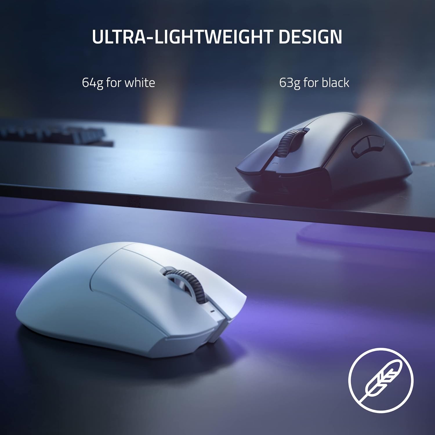 Razer DeathAdder V3 Pro Wireless Gaming Mouse: 64g Lightweight Ergonomic - 30K DPI Optical Sensor - Gen-3 Optical Switches - 8 Programmable Controls - Up to 90 Hr Battery - White White 1000 Hz