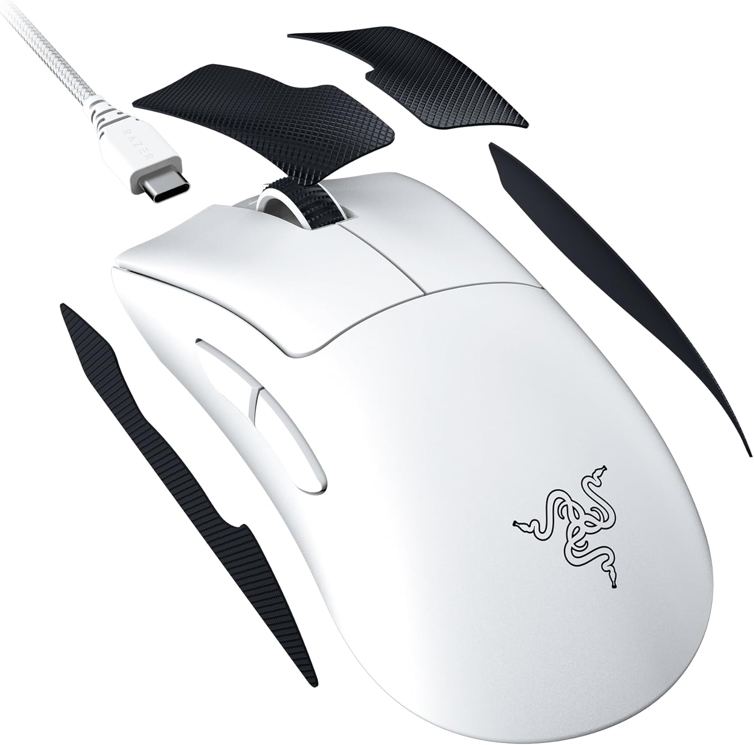 Razer DeathAdder V3 Pro Wireless Gaming Mouse: 64g Lightweight Ergonomic - 30K DPI Optical Sensor - Gen-3 Optical Switches - 8 Programmable Controls - Up to 90 Hr Battery - White White 1000 Hz