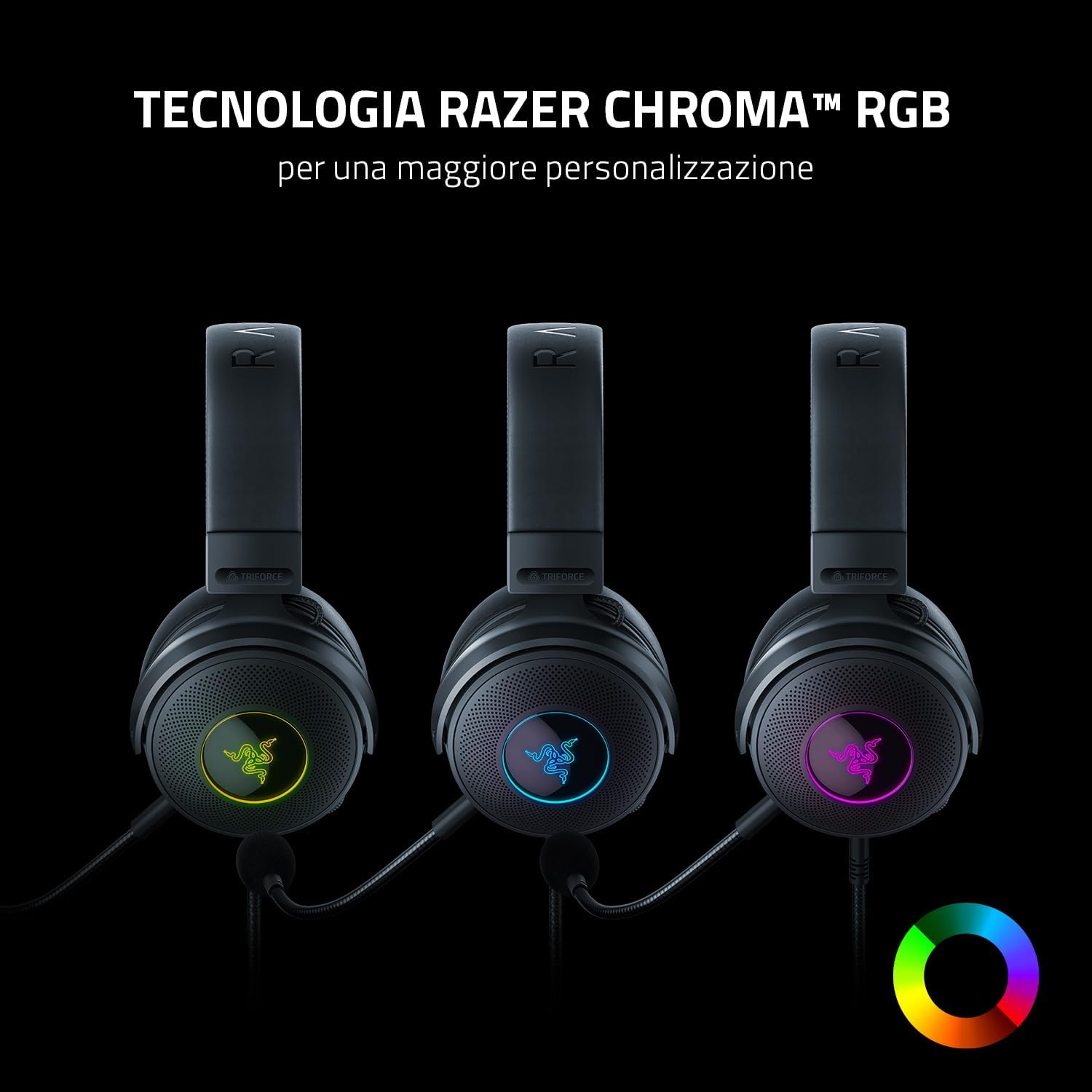 Razer Kraken V3 - Wired USB Gaming Headset with Razer Chroma RGB (50mm TriForce Titanium Driver, THX Spatial Audio, Detachable HyperClear Cardioid Microphone, Chroma RGB) Black Kraken V3 Black