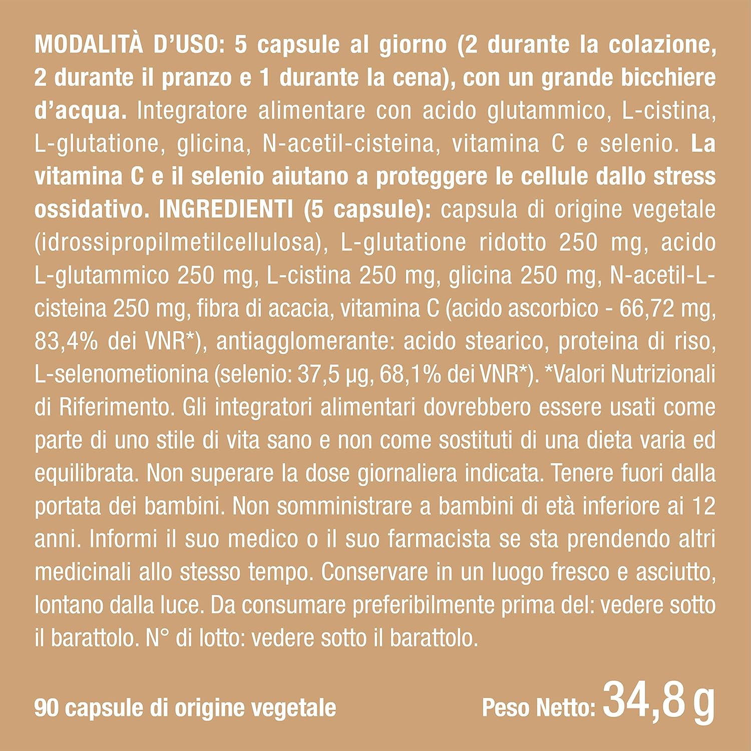 Reduced Glutathione | Complete Formula with Vitamin C, Selenium, NAC, | Antioxidant and Detoxifier | Counter Free Radicals | Improves Skin | 90 capsules