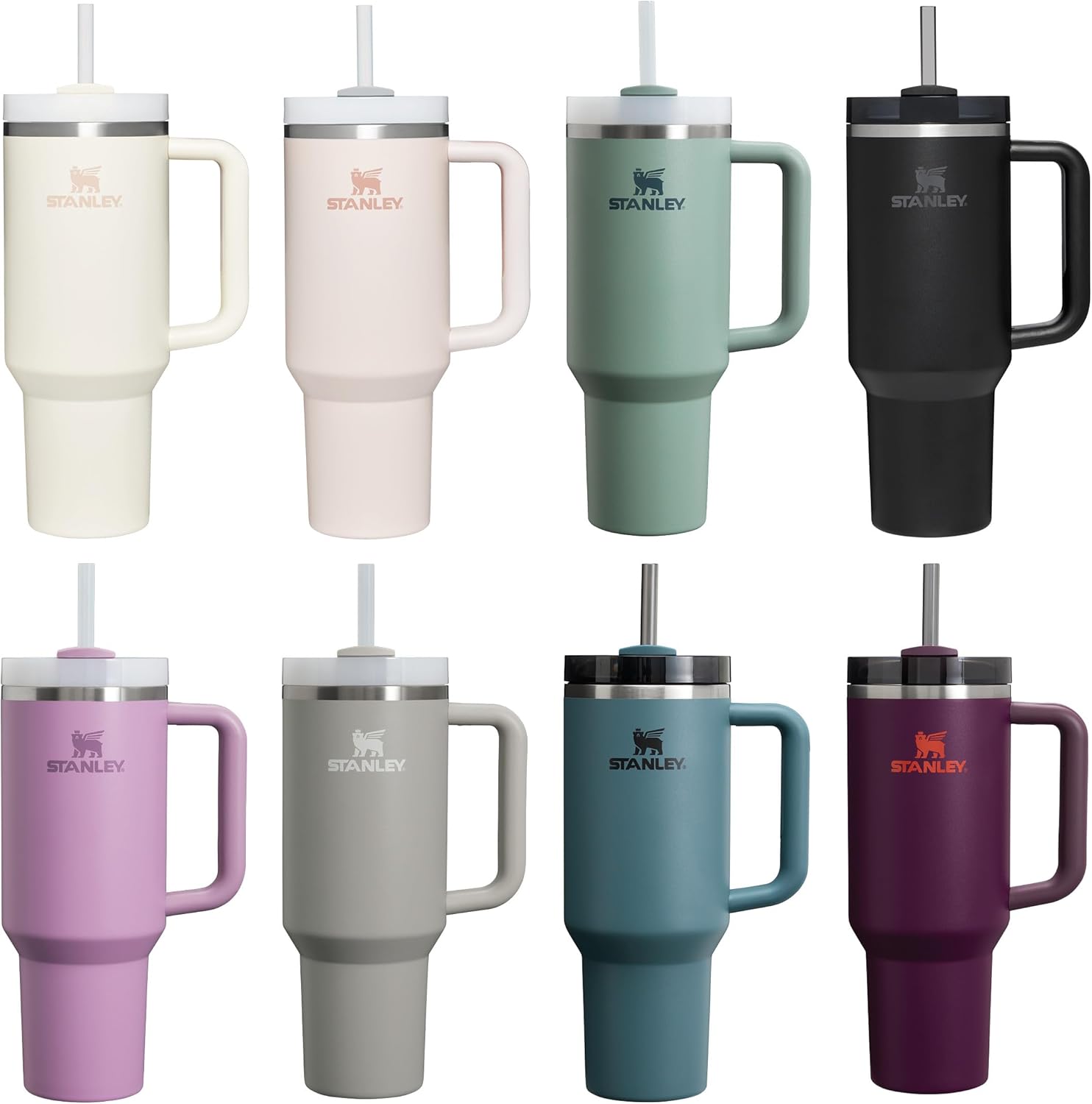 Stanley Quencher H2.0 Flowstate Water Bottle with Straw - Cold for 9-11 Hours - With Ice for 40-48 Hours - BPA Free - Insulated Mug with Handle Core 1.2L Plum