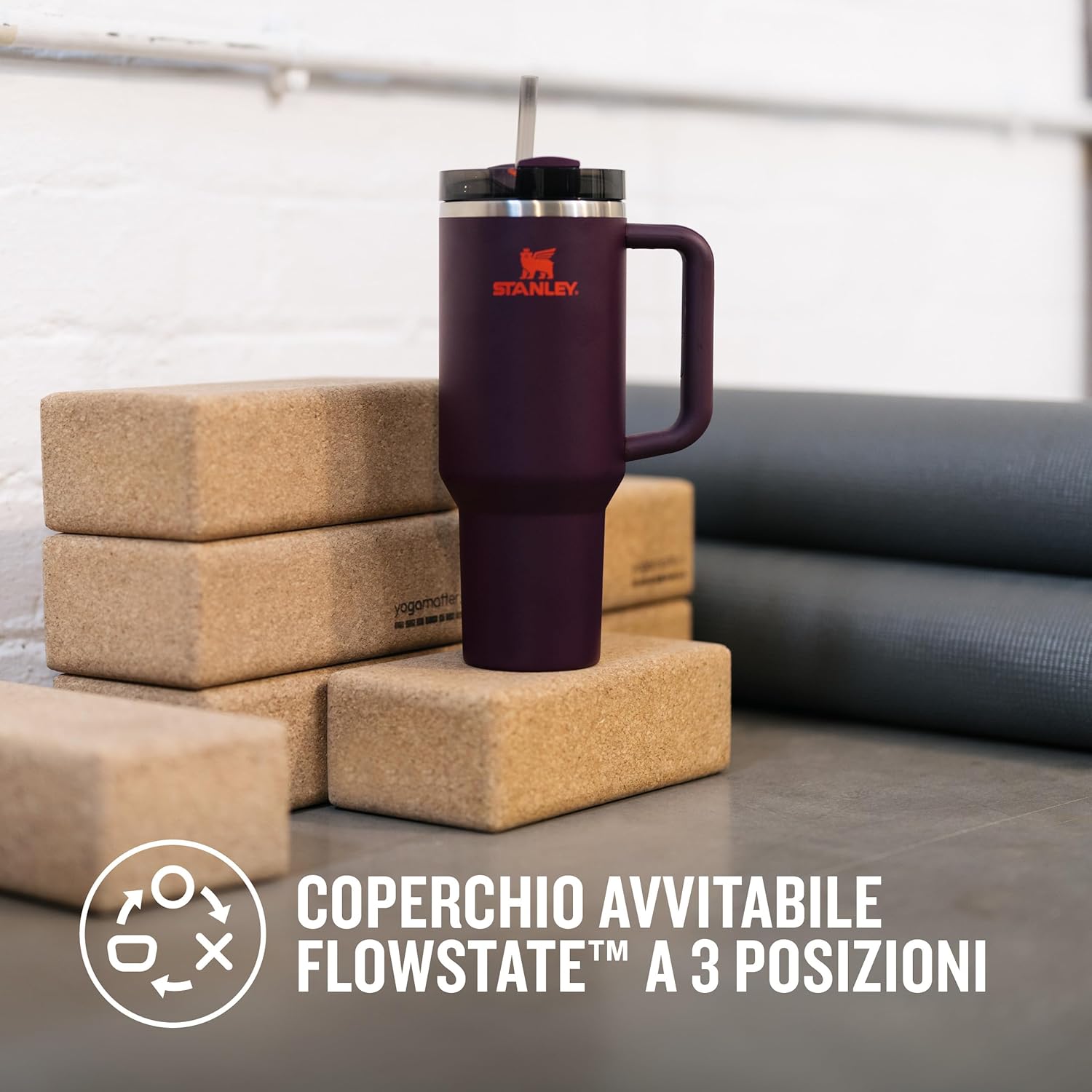 Stanley Quencher H2.0 Flowstate Water Bottle with Straw - Cold for 9-11 Hours - With Ice for 40-48 Hours - BPA Free - Insulated Mug with Handle Core 1.2L Plum