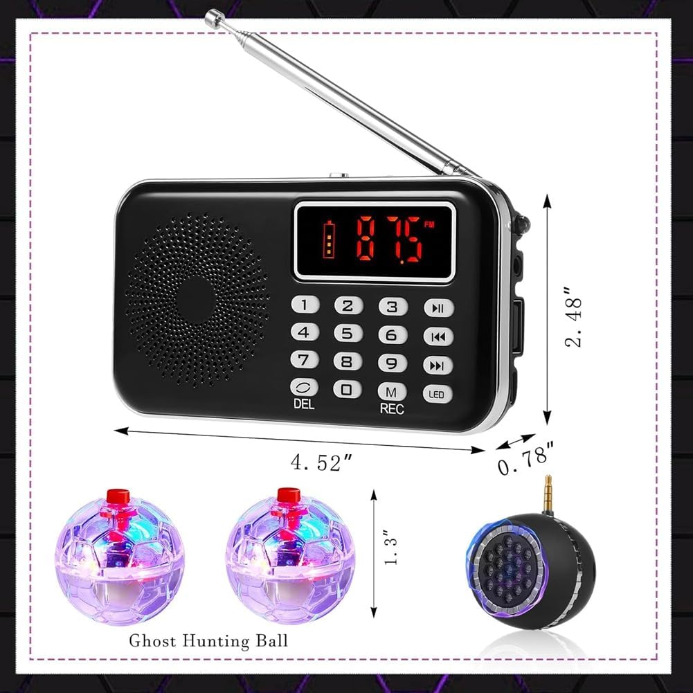 Sudemota Spirit Box Equipment Kit with 2 LED Cat Balls 1 Spirit Box Paranormal Speaker Equipment Kit Outdoor Office