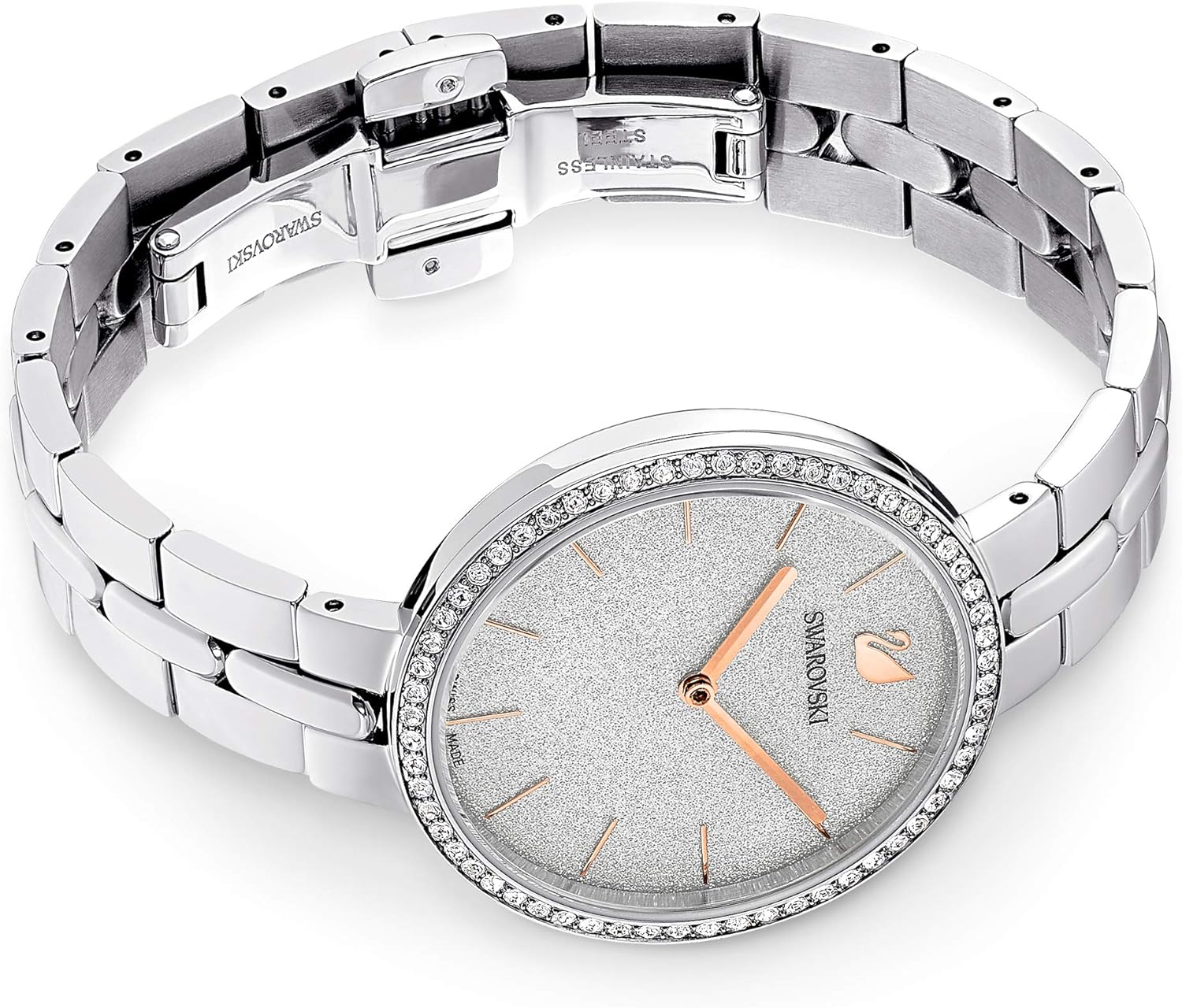 Swarovski Cosmopolitan Crystal Watch, Clear Crystals, Rose Gold Tone Finish, Swiss Made, Part of The Cosmopolitan Watch Collection Stanless Steel