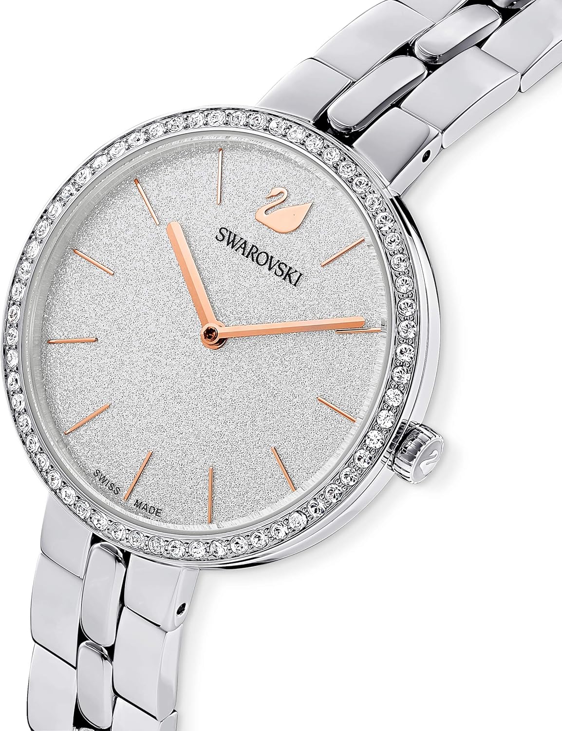 Swarovski Cosmopolitan Crystal Watch, Clear Crystals, Rose Gold Tone Finish, Swiss Made, Part of The Cosmopolitan Watch Collection Stanless Steel