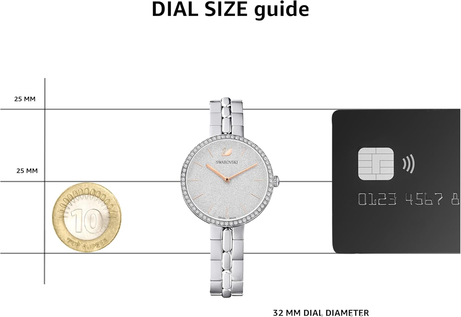 Swarovski Cosmopolitan Crystal Watch, Clear Crystals, Rose Gold Tone Finish, Swiss Made, Part of The Cosmopolitan Watch Collection Stanless Steel