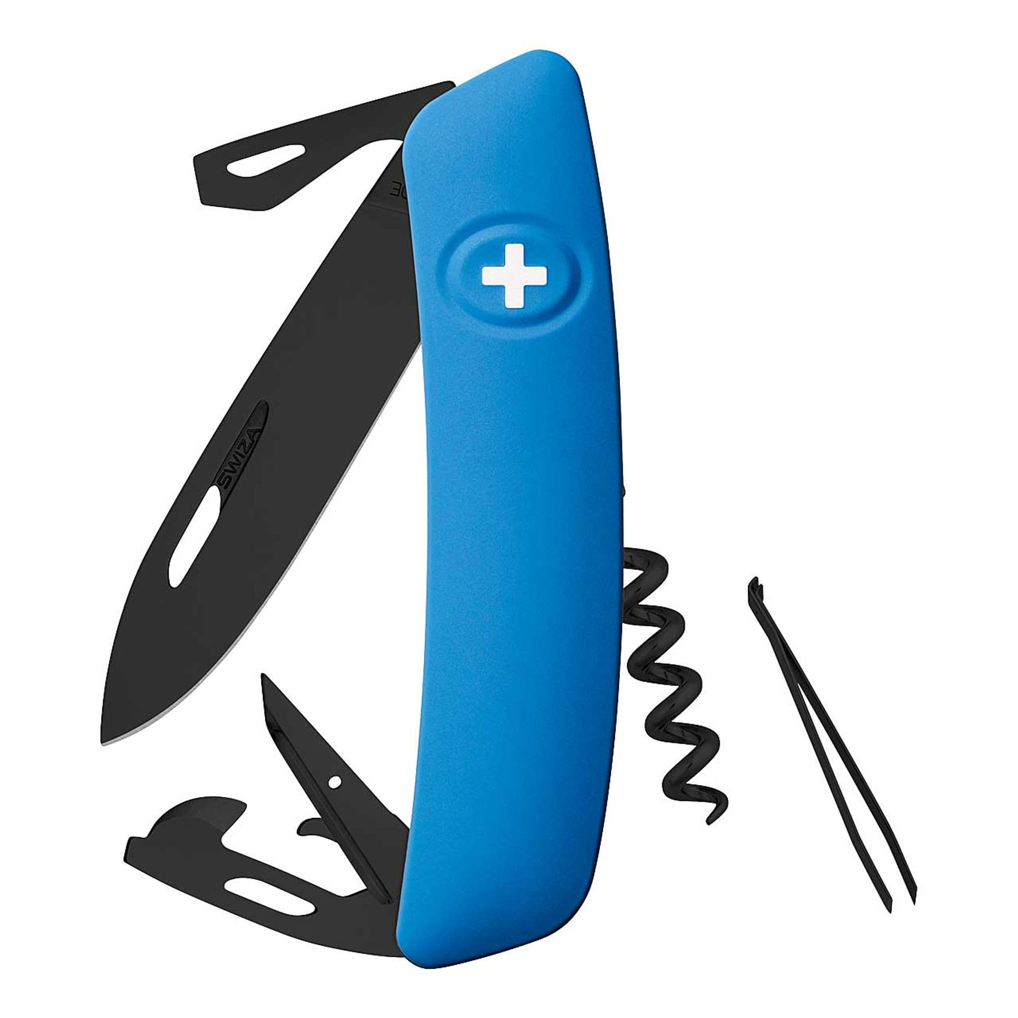 SWIZA D03 Allblack - Swiss Army Knife, 11 Mixed functions, Blue, Without