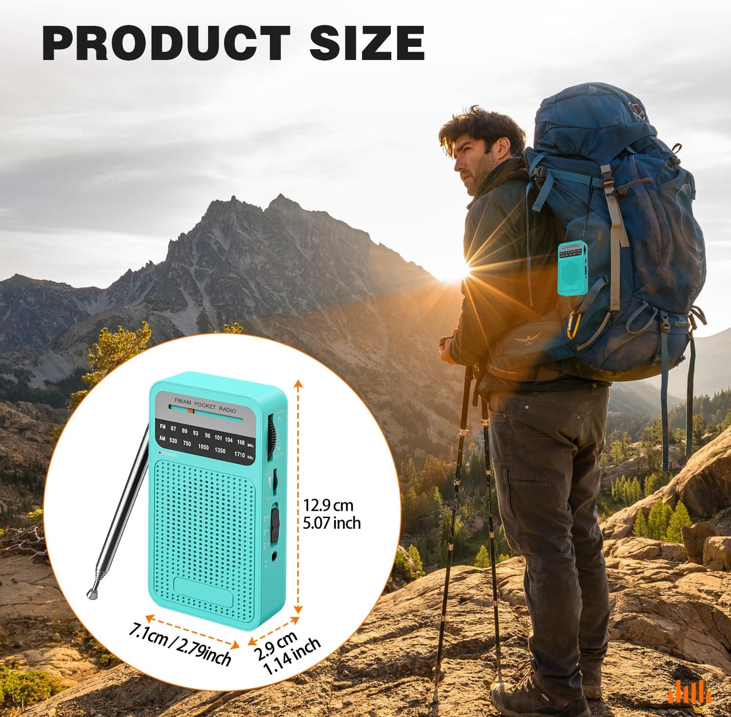 Tendak Portable Radio, Portable FM/AM Radio, Pocket Radio with Excellent Reception, Superior Sound Quality, Easy to Use, Headphone Jack