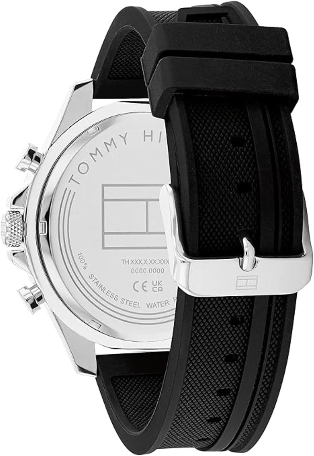 Tommy Hilfiger Men's Multifunction Quartz Watch – 46mm Stainless Steel Case, Racing-Inspired Design, 5 ATM Water Resistant, Elegant Modern Timepiece, Gift for Him Black-Silver