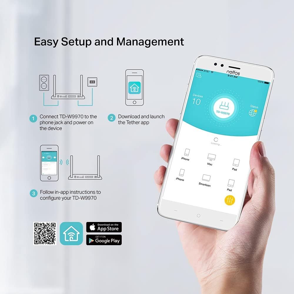 TP-Link WiFi VDSL/ADSL Router TD-W9970 (300 Mbit/s (2.4 GHz), USB ports for FTP and media servers, incl. VDSL splitter, Annex A, suitable for Austria/Switzerland), 220 V N300 VDSL