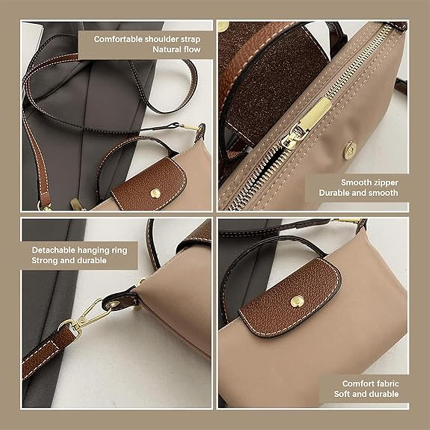 Women's Fashion Colorblock Mini Crossbody Bag Solid Color Square Purse with Adjustable Strap Elegant Beige