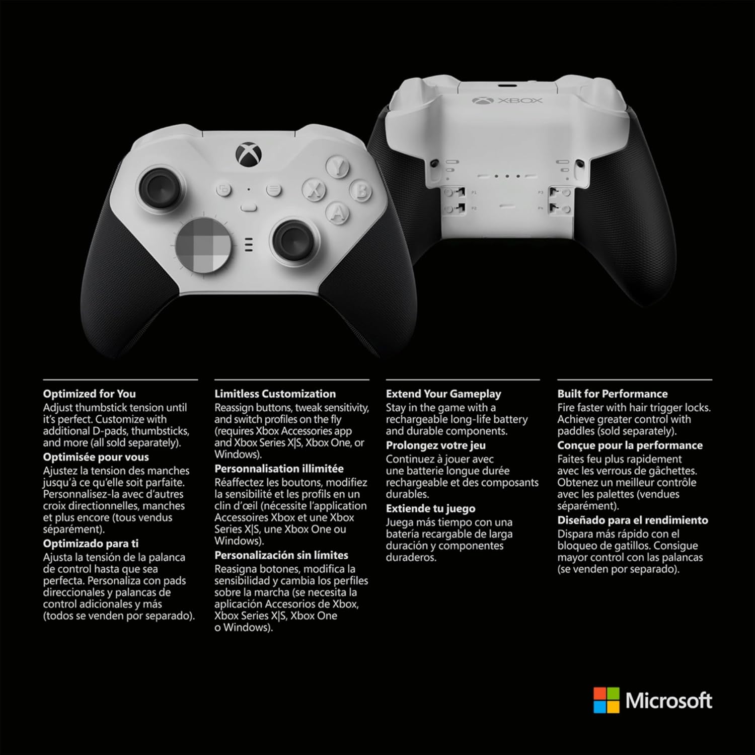 Xbox Wireless Controller, Elite White - for Xbox One, Xbox Series X|S, Windows 10/11, Android, iOS