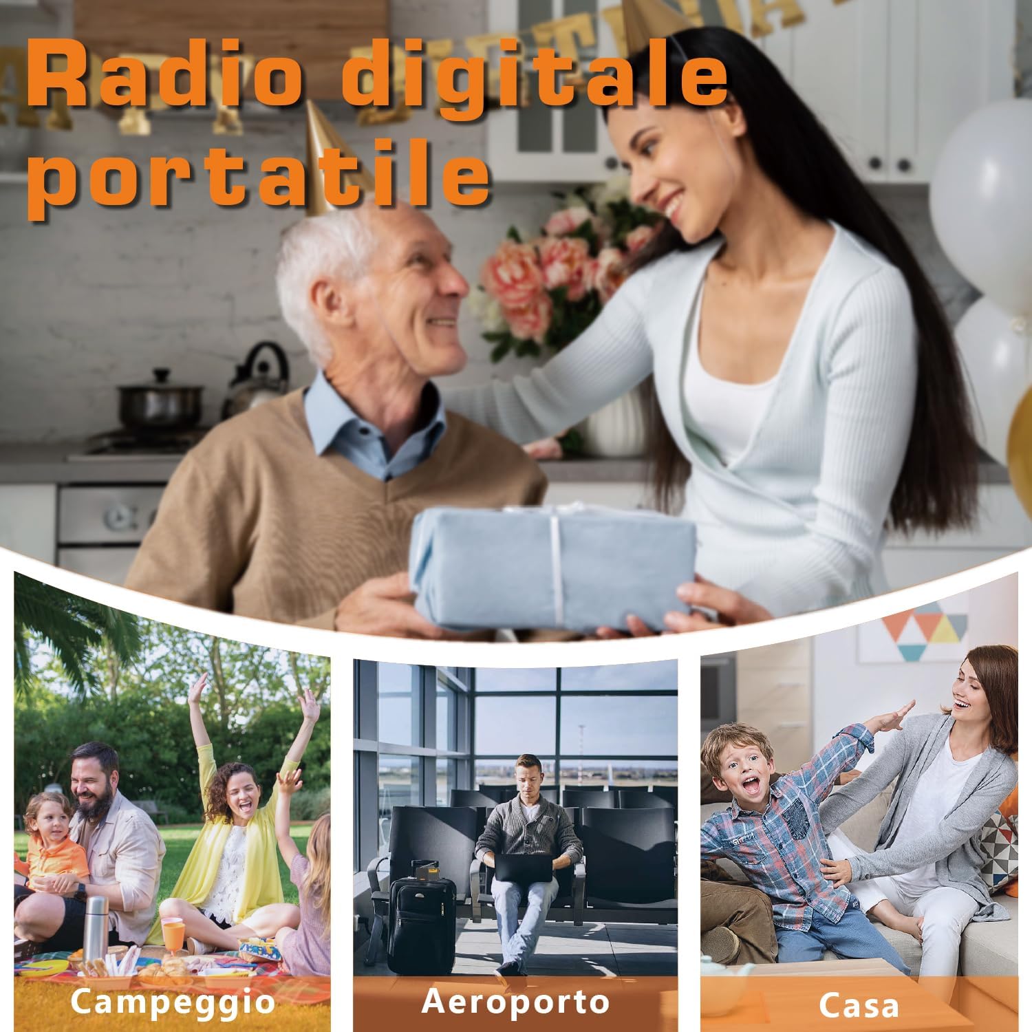 XHDATA D-808 Portable Digital Radio FM Stereo/SW/MW/LW SSB RDS Air Band Multi Band Radio Speaker with ATS, LCD Display, Sleep Timer, Alarm Clock, Black External Antenna Black