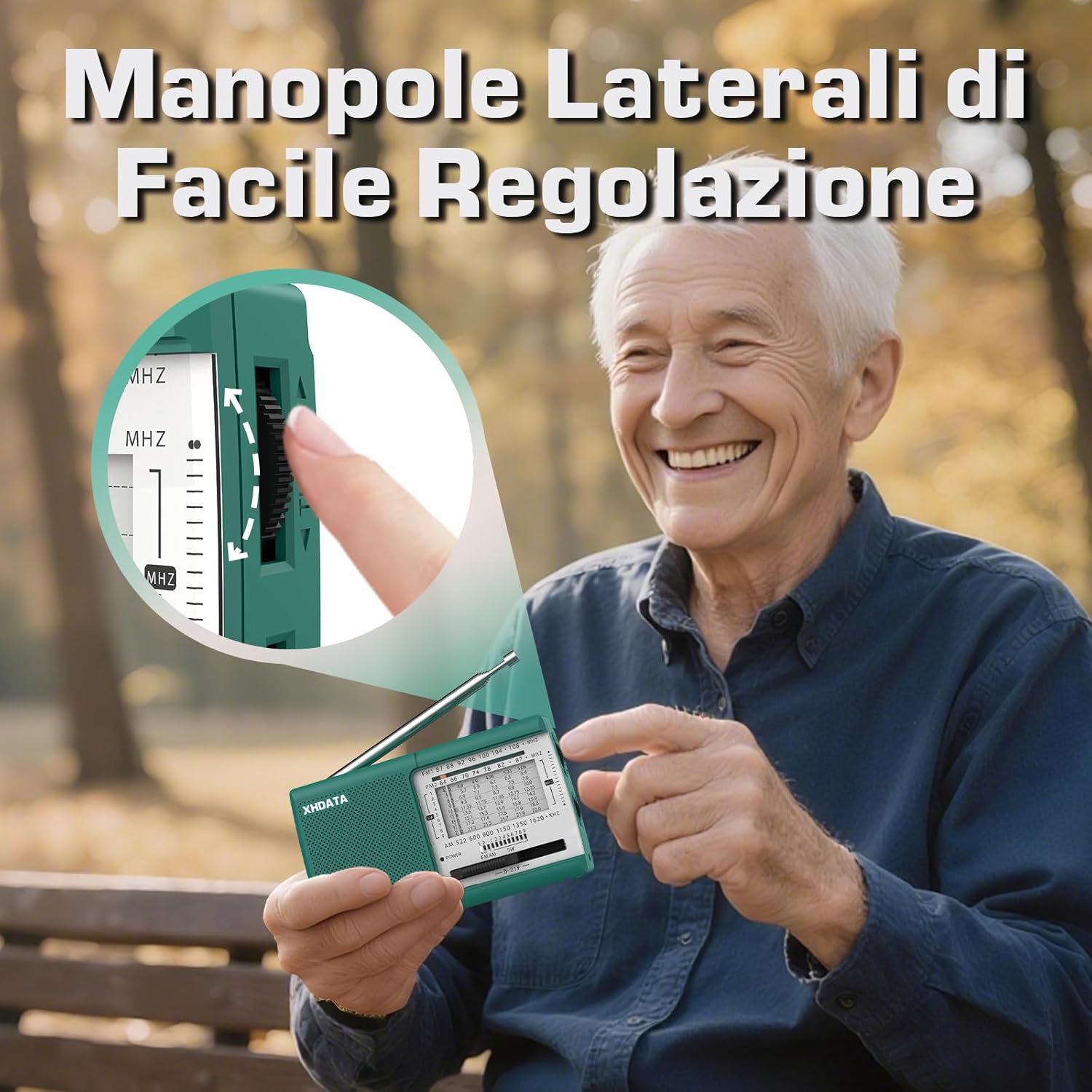 XHDATA D219 Portable Radio FM AM SW Vintage Radio for Home Camping HikingGreen Home Radio