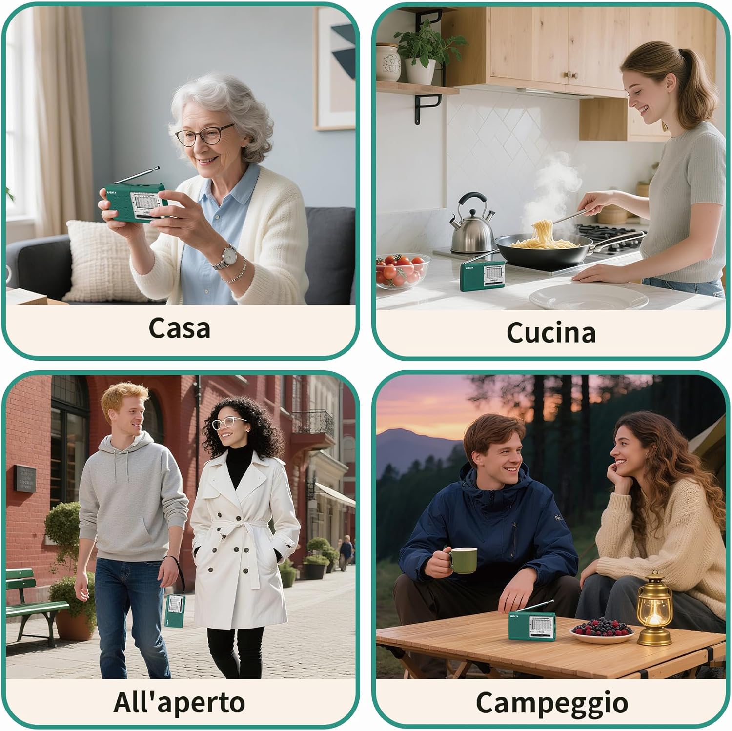 XHDATA D219 Portable Radio FM AM SW Vintage Radio for Home Camping HikingGreen Home Radio