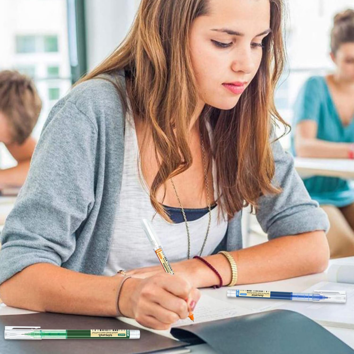 0.5mm Colored Gel Pens - Ultra Fast Drying, Waterproof for Writing, Drawing and Outlining - Multi-Colour, Pack of 12