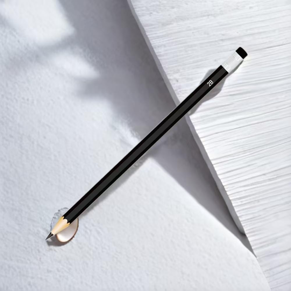 001 2B Pencils, Pack of 12, Wooden Pencils (2B)