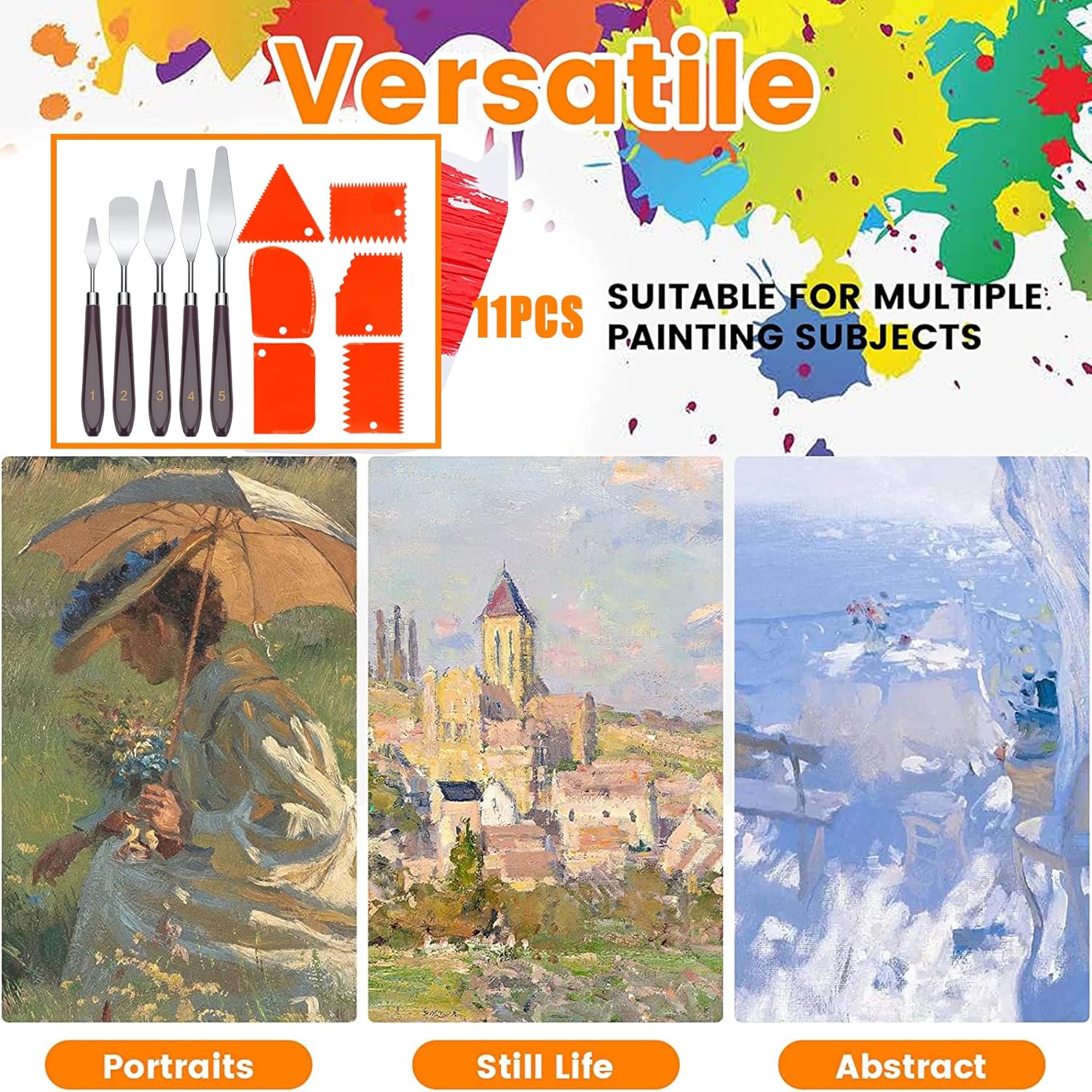 11 Piece Painting Knife Set,5 Painting Palette Knife +6 Palette Knife,Stainless Steel Palette Knife Set,Painting Knife,Painting Scraper,Palette Tools,Oil Painting Palette Knives Red Scraper